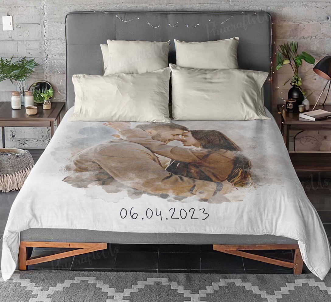 Custom Blanket with Photos Collage Personalized Throw Blanket with Photos Valentine's Day Gift