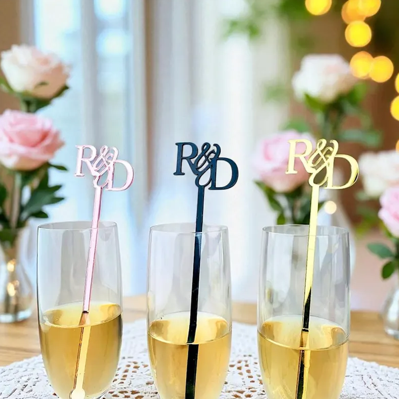 Custom Acrylic Drink Stirrers Wedding | Personalized Cocktail Stirrers & Monogram Stir Sticks