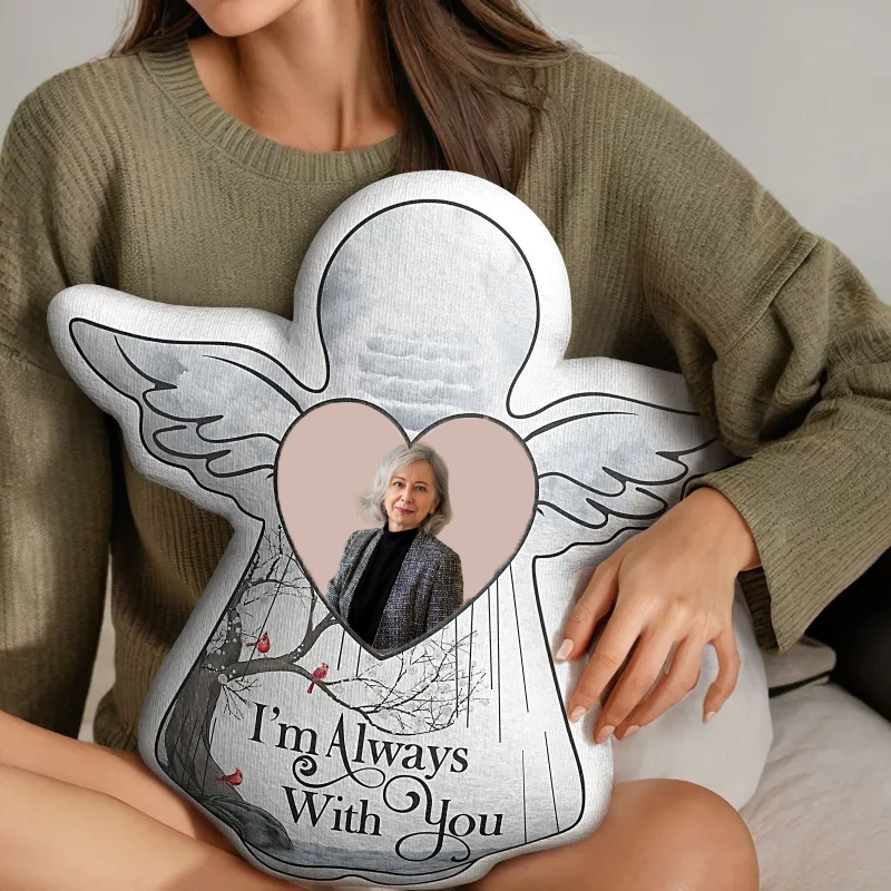 Custom Angel Wings 3D Memorial Pillow Personalized Keepsake Gift for Remembrance I'm Always with You