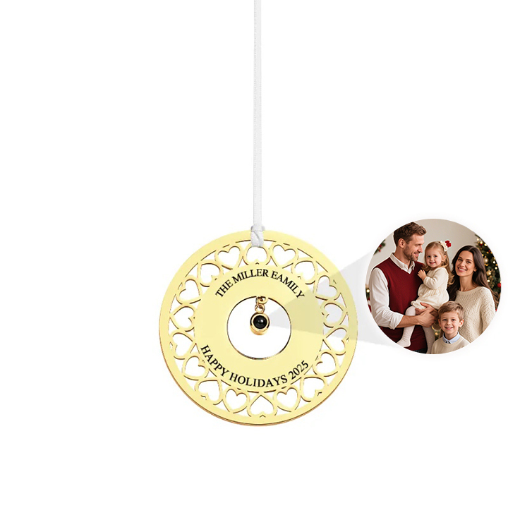 Personalized Photo and Text Projection Ornaments with Picture Inside C