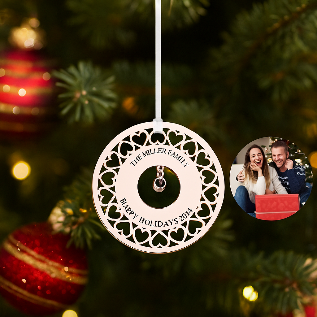 Personalized Photo and Text Projection Ornaments with Picture Inside Christmas Tree Hanging Ornaments Christmas Gifts