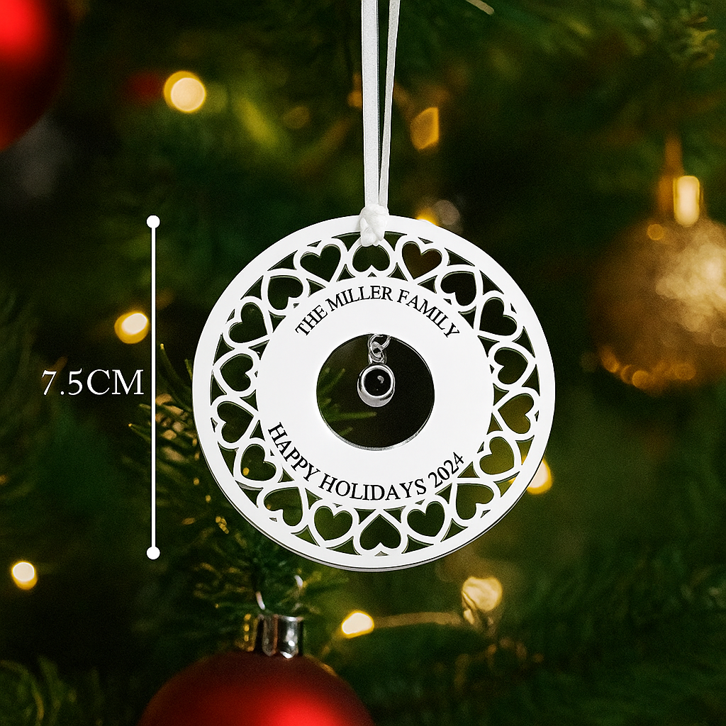 Personalized Photo and Text Projection Ornaments with Picture Inside Christmas Tree Hanging Ornaments Christmas Gifts