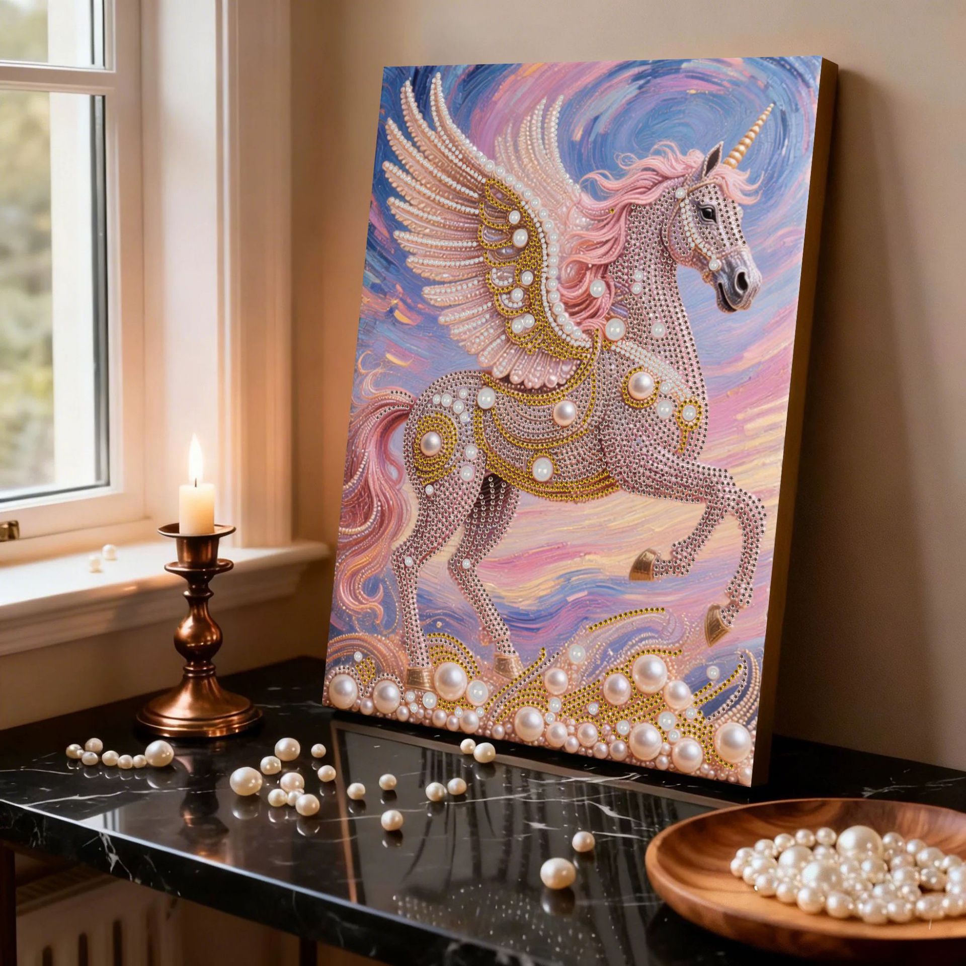 DIY Pink Castle Pearl Painting Kit - Handmade Crystal Diamond Art with Frame Beginner-Friendly Wall Decor Gift for Friends