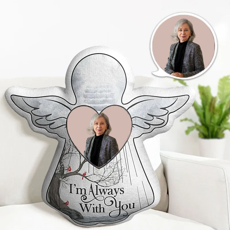 Custom Angel Wings 3D Memorial Pillow Personalized Keepsake Gift for Remembrance I'm Always with You