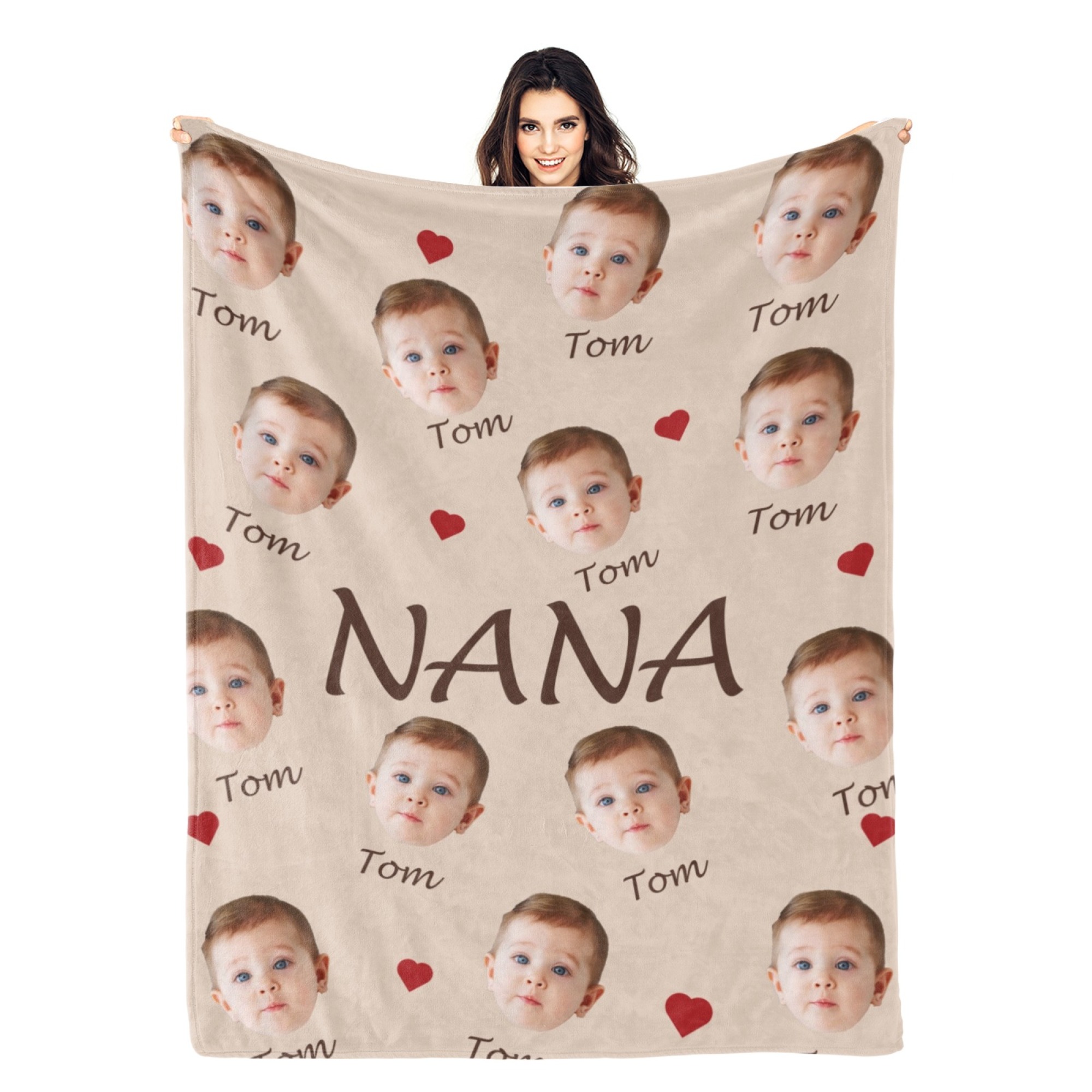 Custom Face and Name Blanket Personalized Throw Blanket Mother's Day Gifts