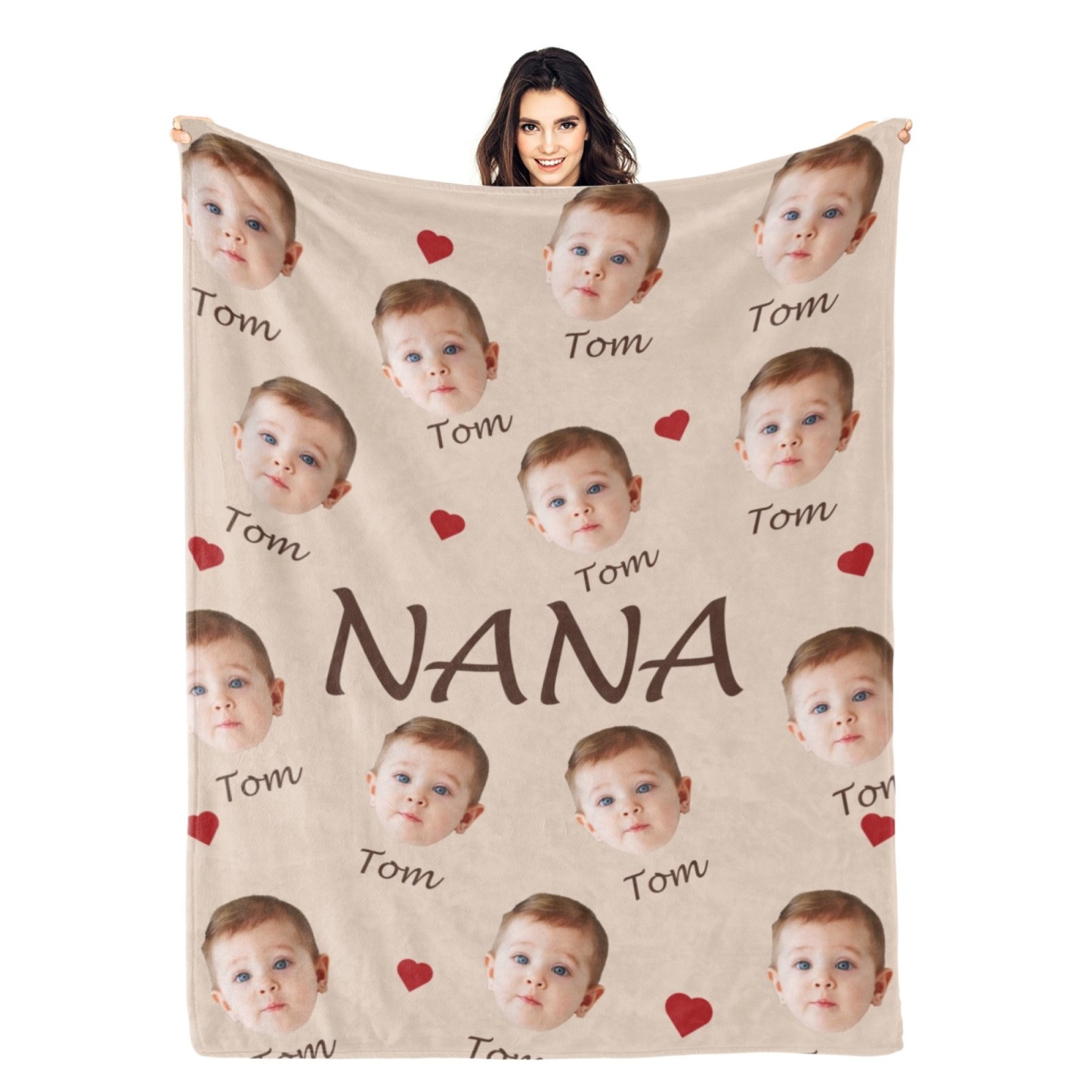 Custom Face and Name Blanket Personalized Throw Blanket Mother's Day Gifts