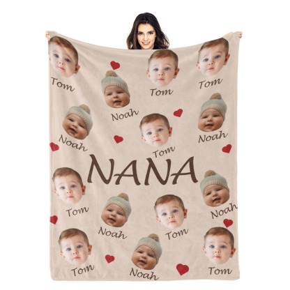 Custom Face and Name Blanket Personalized Throw Blanket Mother's Day Gifts