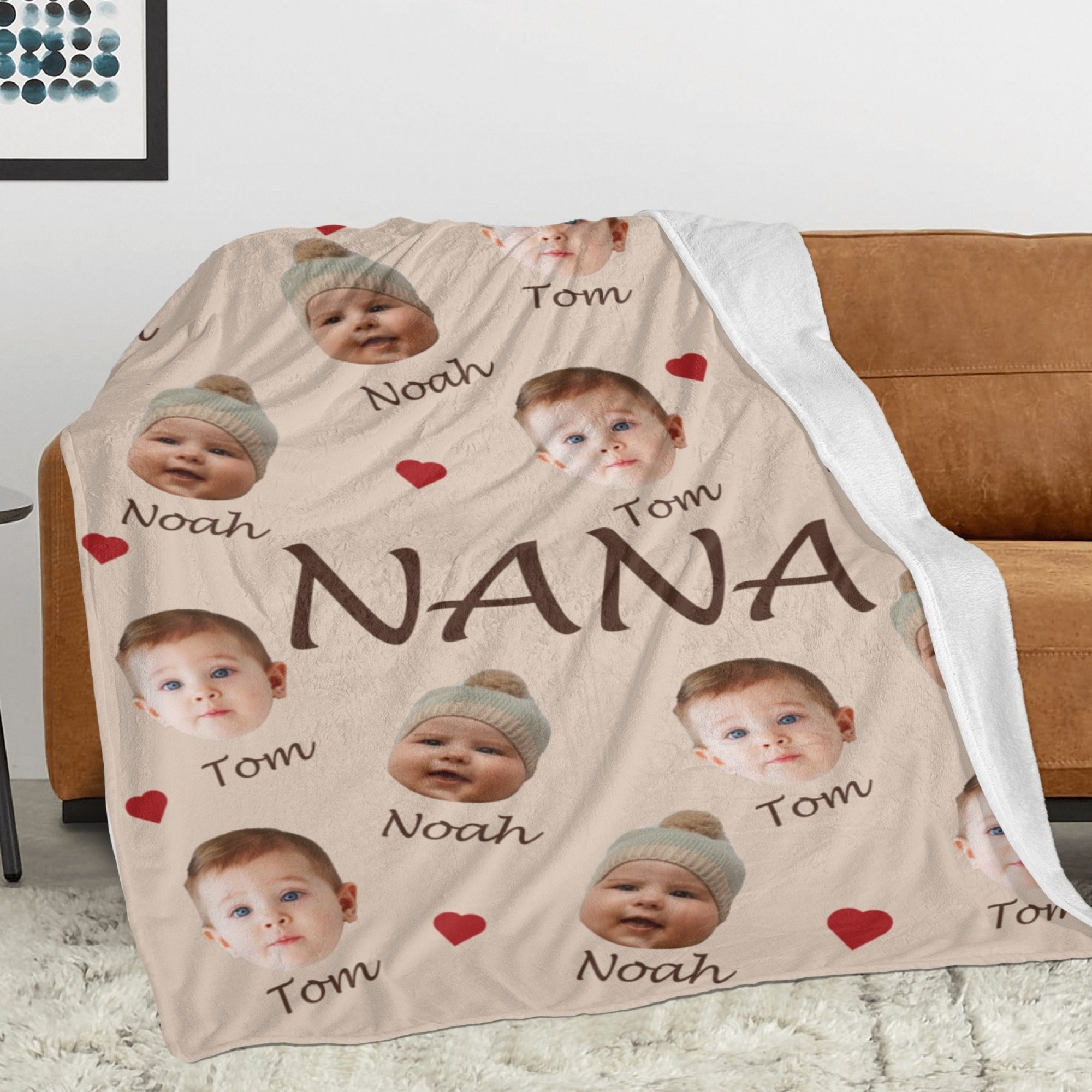 Custom Face and Name Blanket Personalized Throw Blanket Mother's Day Gifts
