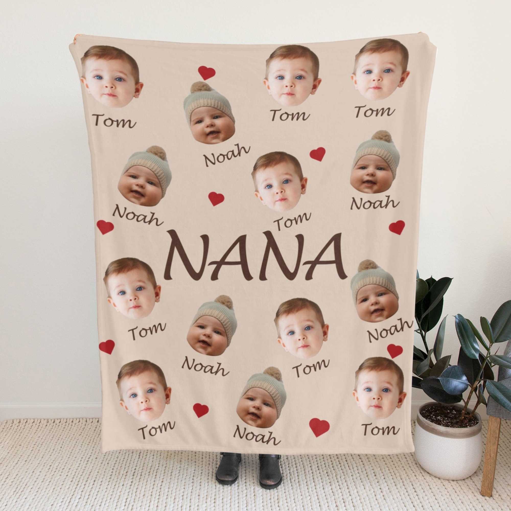 Custom Face and Name Blanket Personalized Throw Blanket Mother's Day Gifts