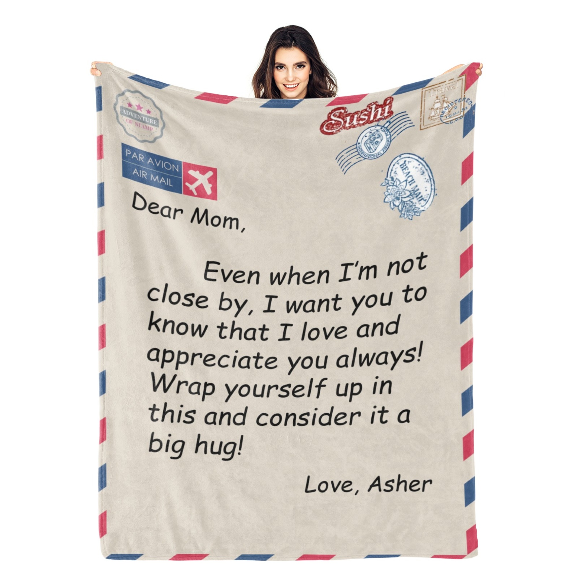 Custom Text Blankets Mother's Day Gifts Personalized Throw Blanket wit