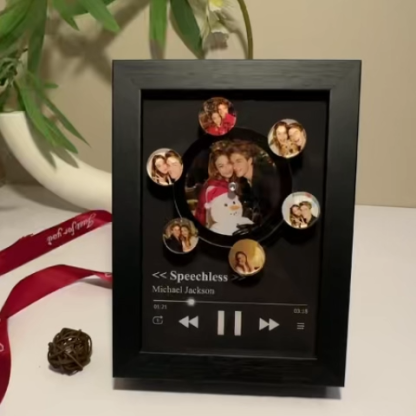 Custom Whole Song Photo Frame with Music Christmas Gifts Personalized Rotating Vinyl Night Light Music Player (Can Play Whole Song)