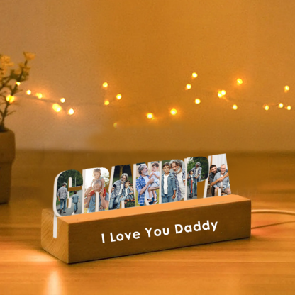Personalized Photo Collage Night Light Custom Text Photo Led Lamp Fathers Day Gifts for Grandpa