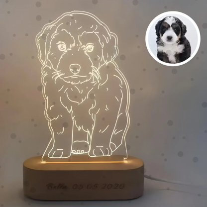 Personalized Pet Line Art Photo Lamp Portrait from Photo Custom Picture Line Art Night Light Gift for Pet Lovers