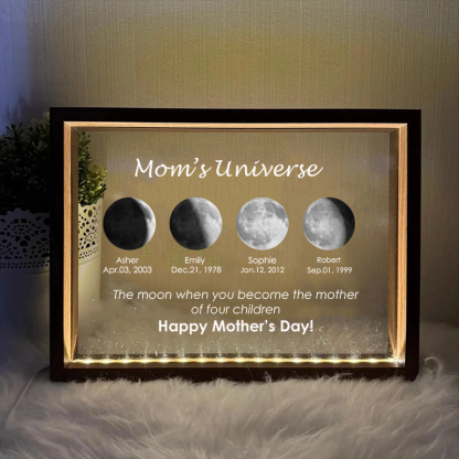 Custom Moon Phase and Name Night Light with Kids Names Personalized Birth Date  Mothers day Gift