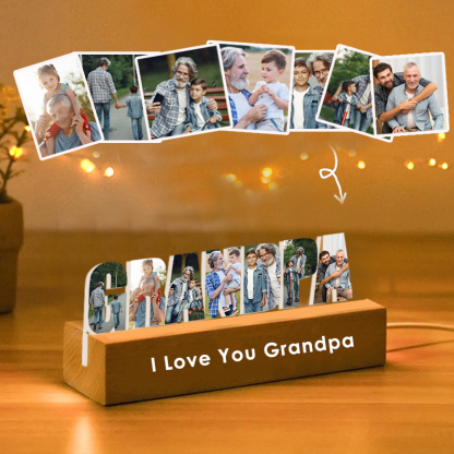 Personalized Photo Collage Night Light Custom Text Photo Led Lamp Fathers Day Gifts for Grandpa