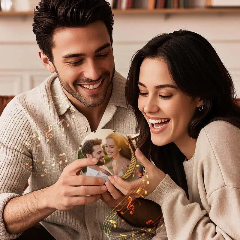 Custom Photo and Song Music Box Can Play Whole Song Cylindrical Hand Crank Music Box