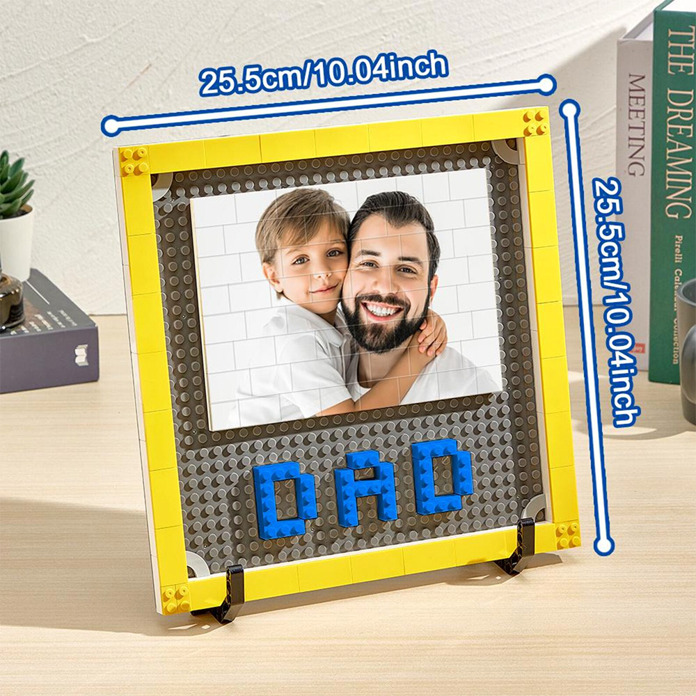 Personalized Photo Puzzle Building Blocks Father's Day Gifts Custom Dad and Papa Building Bricks Picture Frame Gift for Dad