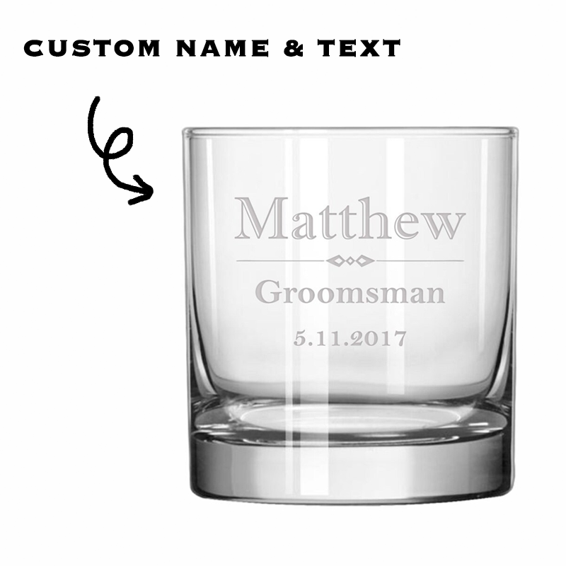 Personalized Whiskey Glasses Engraved Name Bourbon Glasses Groomsman Gifts for Wedding Party