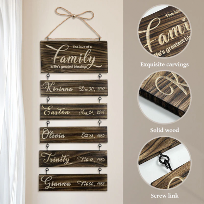 Personalized Wooden Name Sign Custom Grandkids Hanging Signs Engraved Family Name and Date Sign Personalized Gift for Grandparents