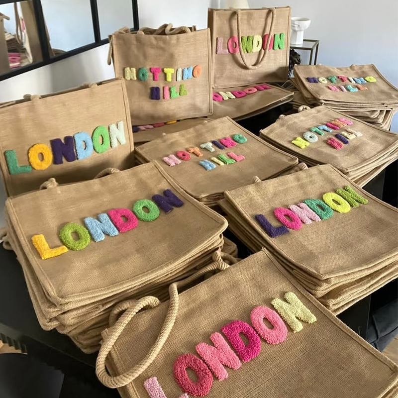 Personalized Name Punch Needle Handbags Custom Embroidered Letter Bag Punch Needle Embroidered Tufted Tote Bag Back to School Gift