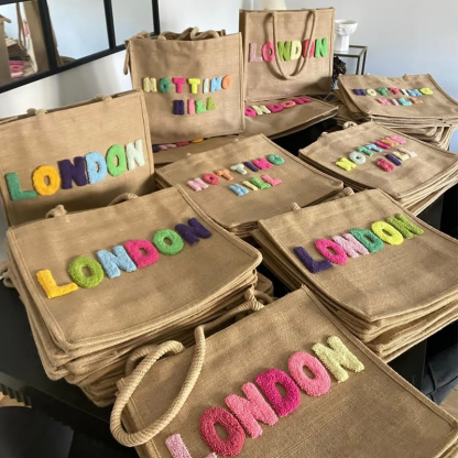 Personalized Name Punch Needle Handbags Custom Embroidered Letter Bag Punch Needle Embroidered Tufted Tote Bag Back to School Gift