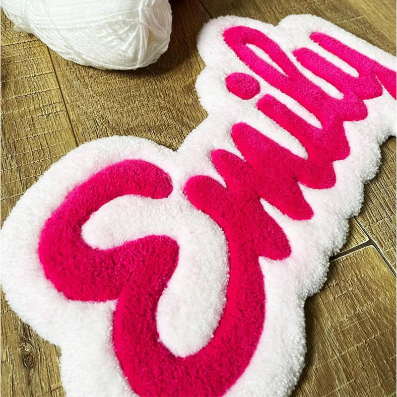 Custom Name Tufted Rug Punch Needle Personalized Kids Room Carpet Gift