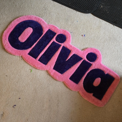 Punch Needle Tufted Name Mat Personalized Nursery Rug Baby Shower Gift