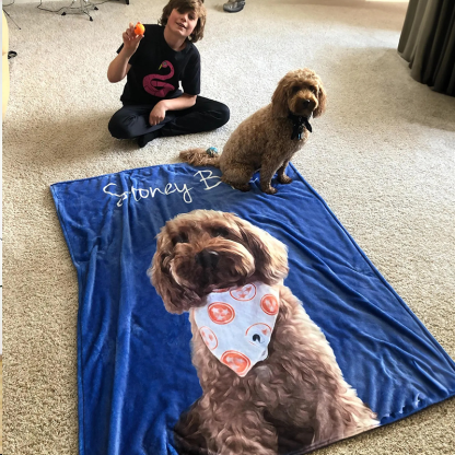 Custom Pet Portrait Blankets from Photo Personalized Dog Picture and Name Blanket Cute Cozy Christmas Gift for Pet Lovers