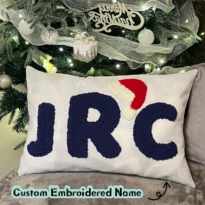 FINISHED Handmade Personalized Name Embroidered Pillow Punch Needle Name Pillow Baby Girl Nursery Pillow Christmas Gifts