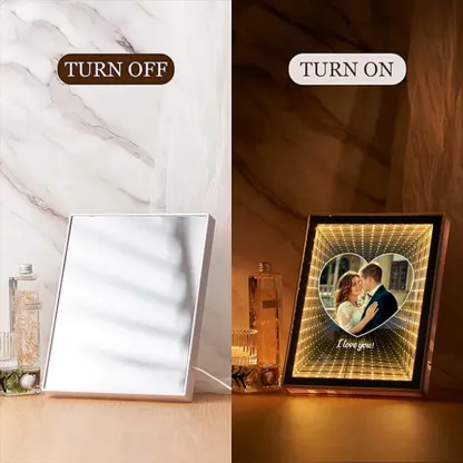 Custom LED Photo and Calendar Wedding Frame Mirror Light Personalized The Day I Found My Missing Piece Lamp Anniversary Gift for Couples