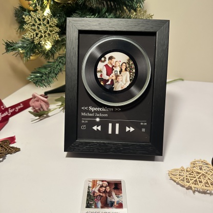 Custom Whole Song Photo Frame with Music Christmas Gifts Personalized Rotating Vinyl Night Light Music Player (Can Play Whole Song)