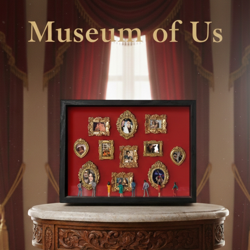 Museum of Us Frame Custom Miniature Retro Photo Frame Gallery Wooden Light Frame DIY Gift for Couple Valentine's Day Gifts