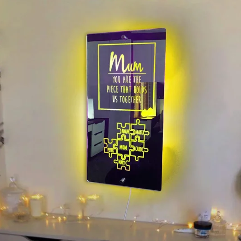 Custom Puzzle Mirror Lamp You Are the Piece That Holds Us Together Personalized 1-8 Kids Names  Gifts for Mom