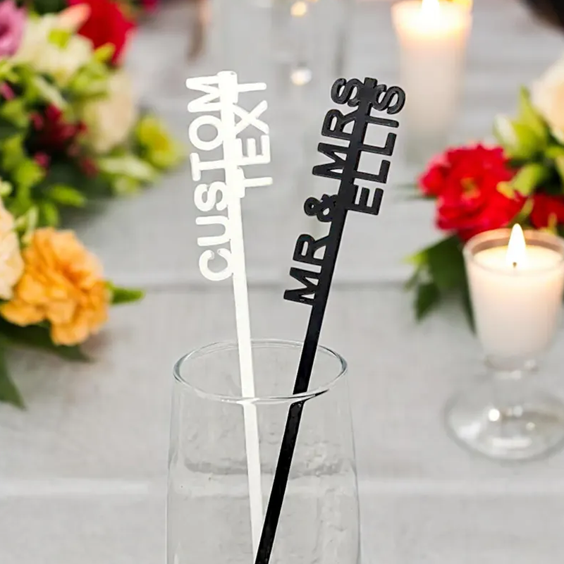 Custom Drink Stirrers Personalized Name Monogram Wedding Cocktail Stir Sticks Wedding Party Favors