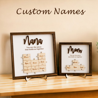 Personalized Name Wooden Puzzle Custom Sign Mom You Are the Piece That Holds Us Together Mom Gifts
