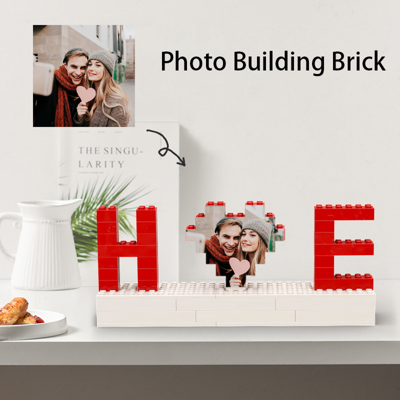 Personalized Photo Brick Puzzle Custom Two Letters Building Block Couple Gifts