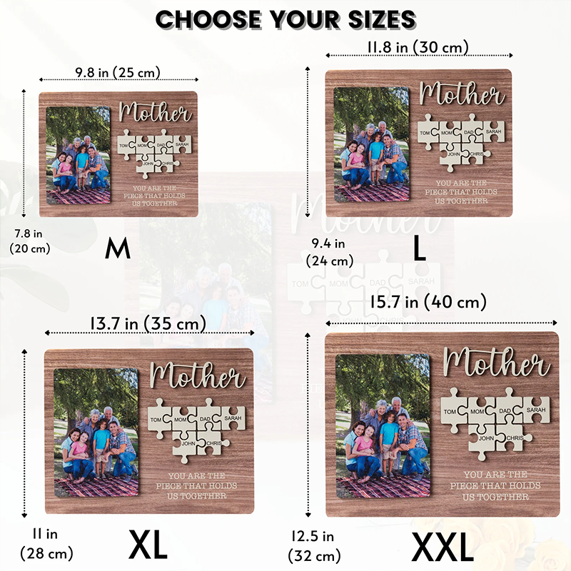 Personalized Photo and Name Wooden Puzzle Custom Sign Gifts for Mom