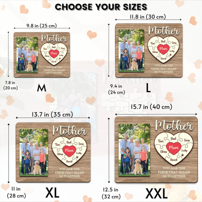 Personalized Heart Photo and Name Wooden Puzzle Custom Sign Mother's Day Gifts