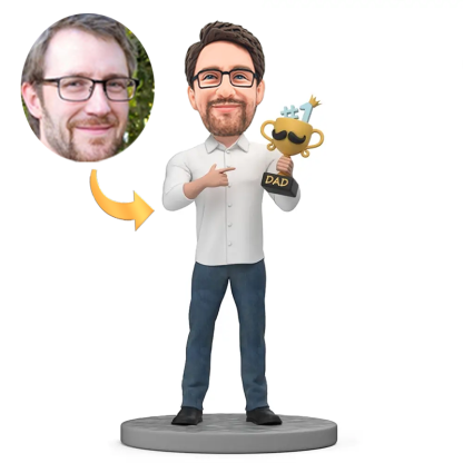 Handmade Custom Bobbleheads Dad's Trophy Add Text on Base