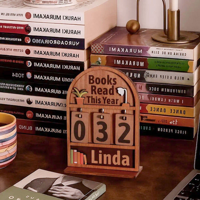 Personalized Books Read This Year Counter Mini Plaque with Flat Base Book Lovers Gift Bookshelf Decor Gift for Readers