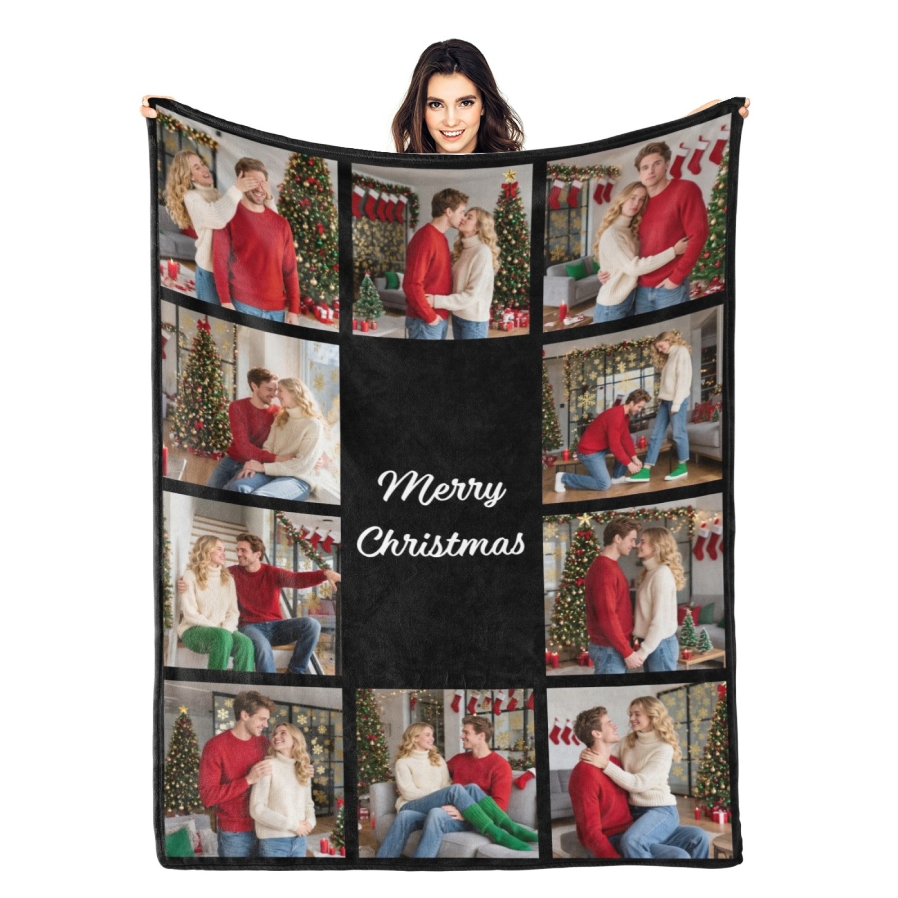 Custom Collage Photo Blanket Personalized Throw Blanket with Photos Text Christmas Gifts