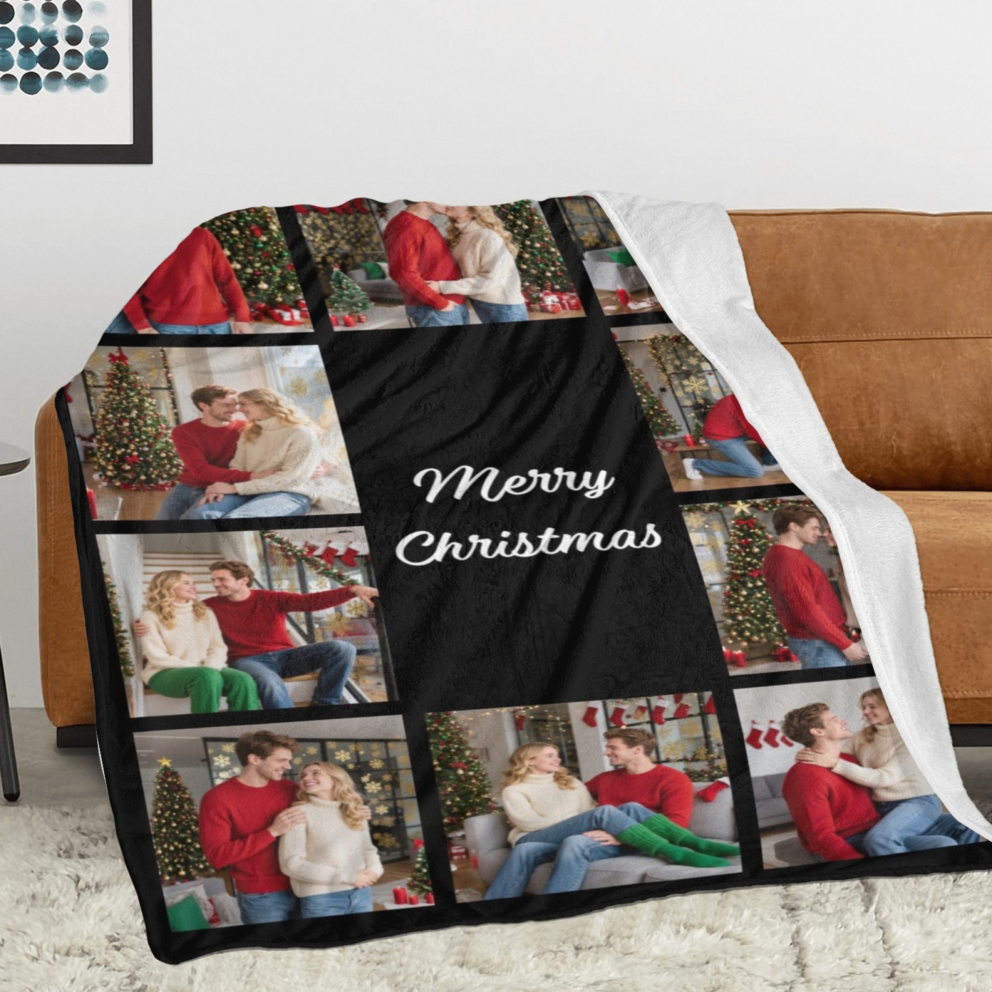 Custom Collage Photo Blanket Personalized Throw Blanket with Photos Text Christmas Gifts