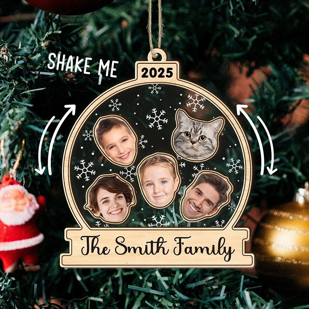Personalized Family Face Photo 4D Shaker Ornament Santa Christmas Tree Keepsake Gift 2025