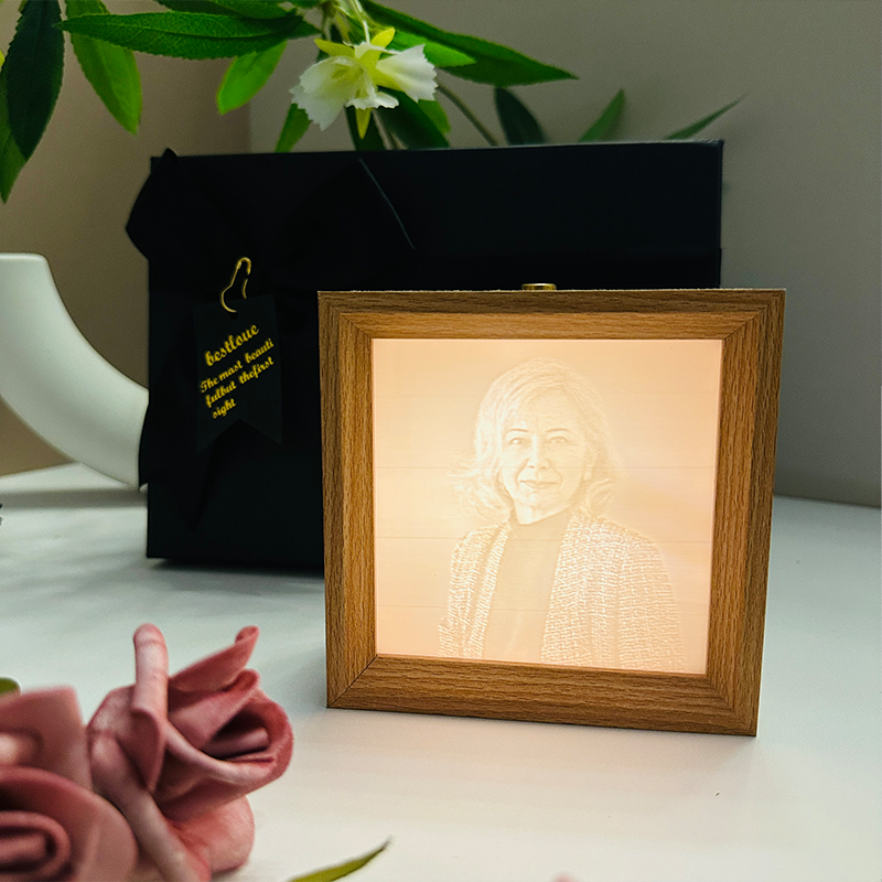 Custom 3D Printed Lithophane Photo Frame Lamp Personalized 3D Embossed Picture Night Light Unique Memorial Gift