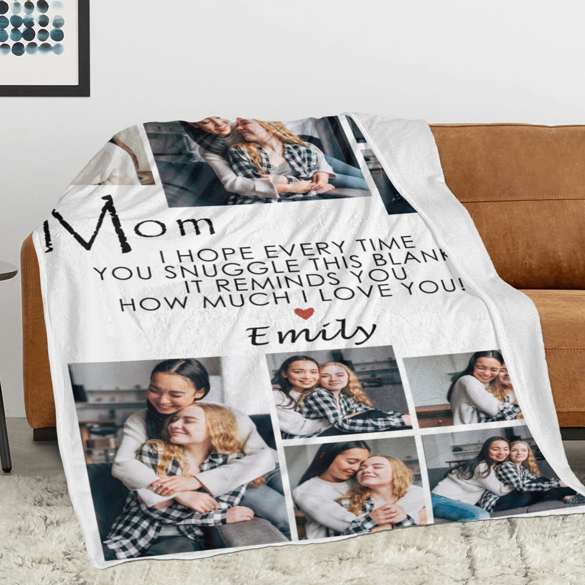 Custom Text Blankets Mother's Day Gifts Personalized Throw Blanket with Photos and Text