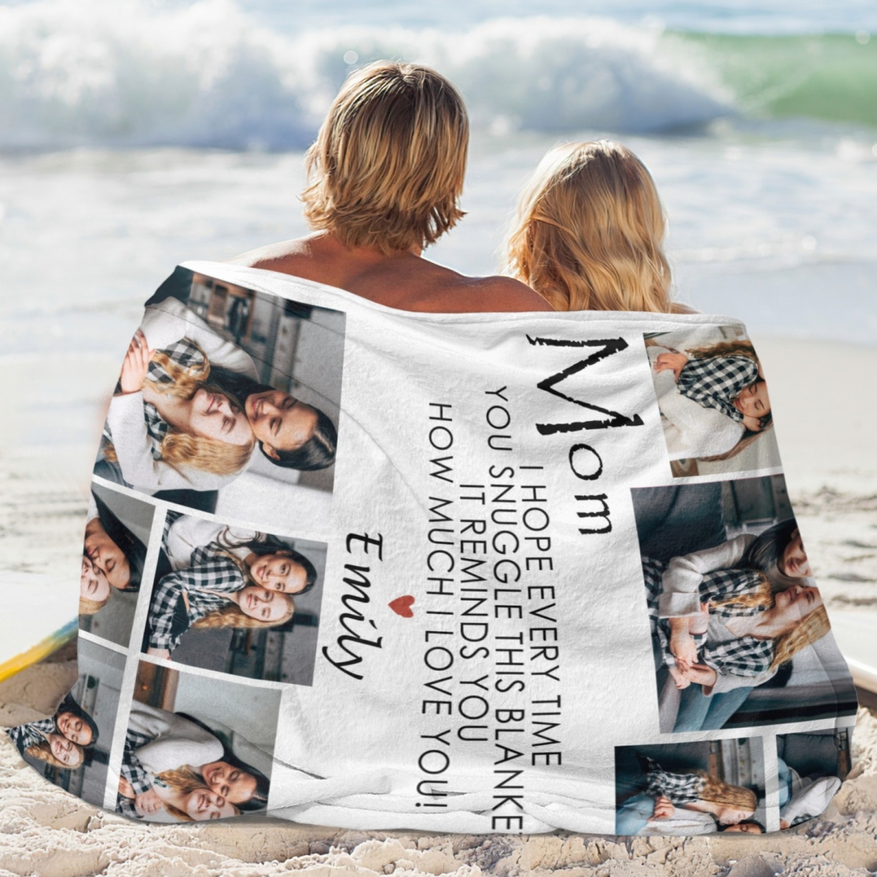 Custom Text Blankets Mother's Day Gifts Personalized Throw Blanket with Photos and Text