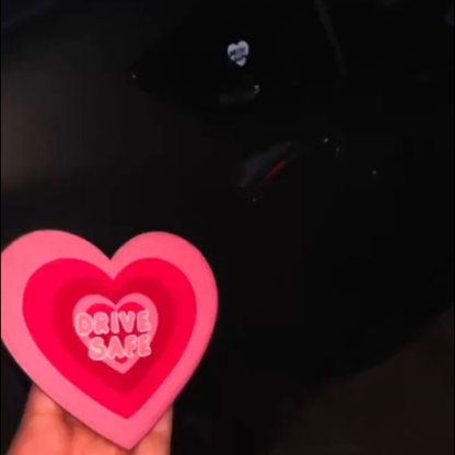 Drive Safe Neon Glow Heart Panel Light-Up Decal Cute Car Vinyl Sticker