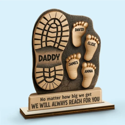 Personalised Father's Day Double Layer Wood Sign Custom 3D Effect Wooden Plaque 1-8 Footprint Your Steps Lead Us Gift for Dad