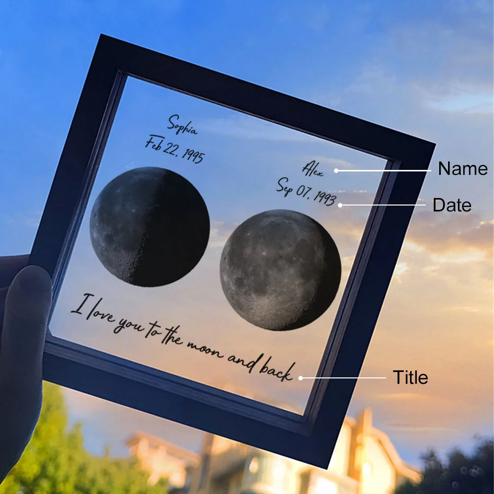 Custom Birth Moon Phases LED Light Frame Personalized Moon Night Light Gifts for Lovers