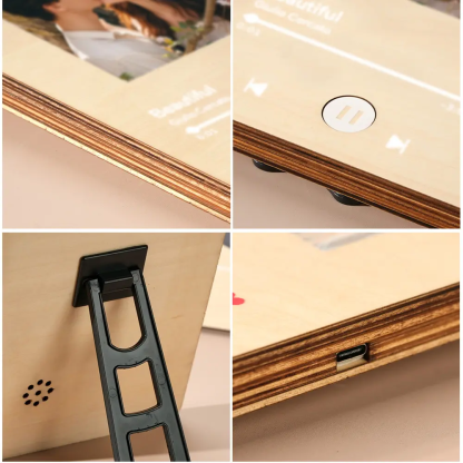 Personalized Photo and Song Wooden Frame Music Record Player Can Play Whole Song Wedding Anniversary Gift for Couples